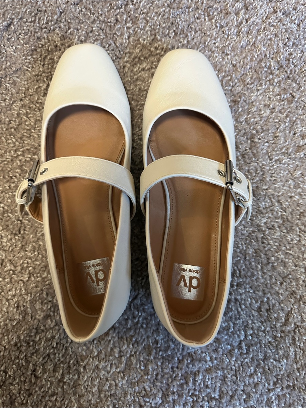 DV by Dolce Vita Cream Mary Jane Flats with Buckle Strap